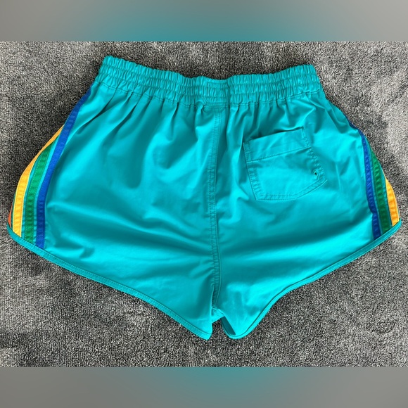 Aviatior Nation - Women's 5 Stripe Teal Athletic Shorts, Size Medium - Picture 8 of 9
